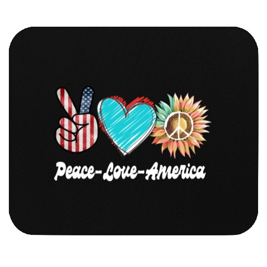 Peace Love America US Flag Fourth Womens JULY 4TH Mouse Pads