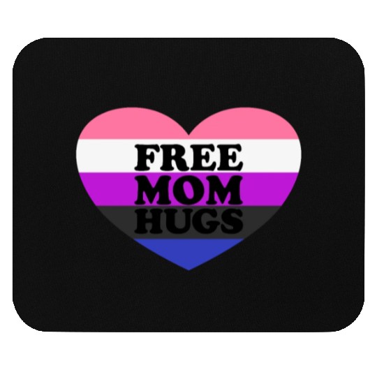 Free Mom Hugs Genderfluid Flag Heart LGBTQ Mouse Pads