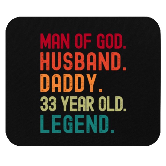 Man of God Husband Dad Vintage 33rd Birthday Mouse Pads