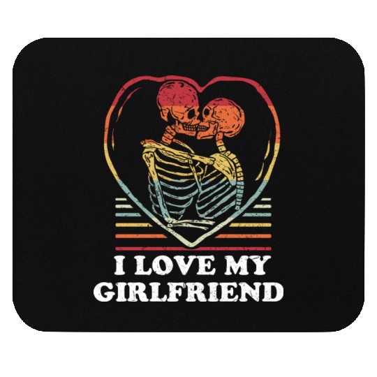 I Love My Girlfriend Cool Skeleton Heart Valentine Mouse Pads