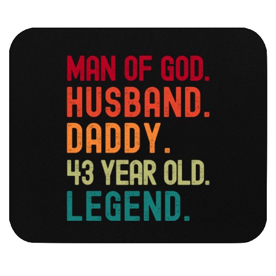 Man of God Husband Dad Vintage 43rd Birthday Mouse Pads