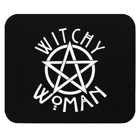 WITCHY WOMAN WITH STAR AND CIRCLE green Mouse Pads