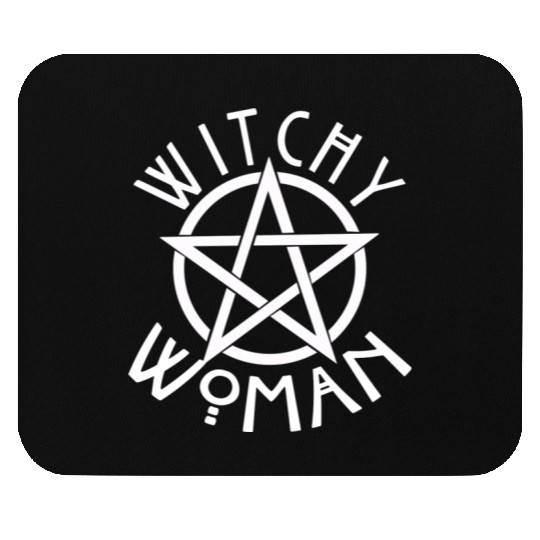 WITCHY WOMAN WITH STAR AND CIRCLE green Mouse Pads