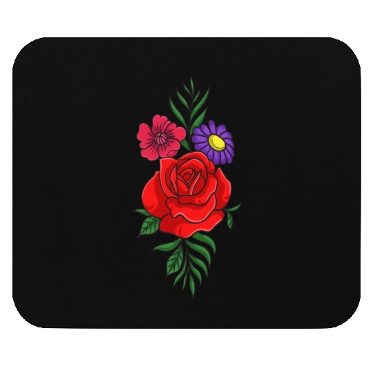 Beautiful red rose with daisy flower Mouse Pads