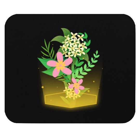 flowers and plants with magic lights Mouse Pads