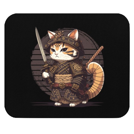 Samurai Cat Warrior Japanese Ninja Cat Kawaii Mouse Pads