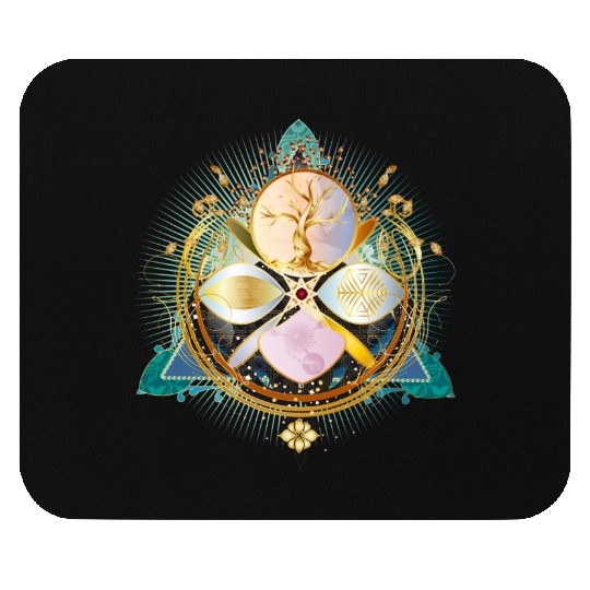 Amulet with golden tree and nature elements Mouse Pads