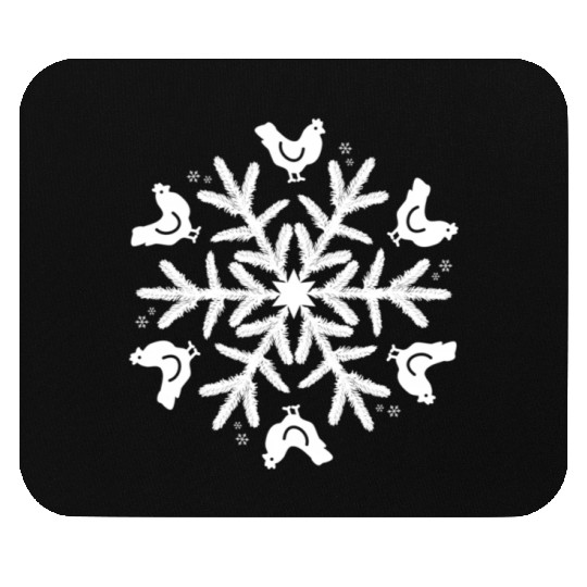 Chicken Winter Snowflake Mouse Pads