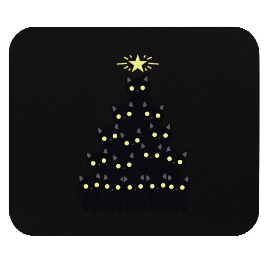 Merry Catmas Black Cat Mouse Pads