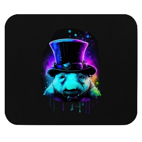 Cute Tardigrade in a Top Hat - Retro Disco Drip Ar Mouse Pads