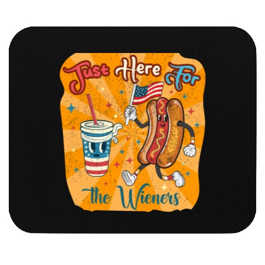 I'm Just Here For The Wieners Cartoon Hot Dog 4Th Mouse Pads