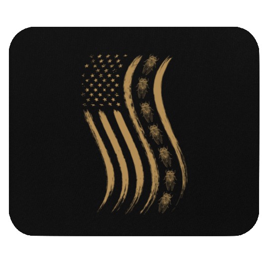 Cicada Line In Waving Distressed Us Flag For Mouse Pads