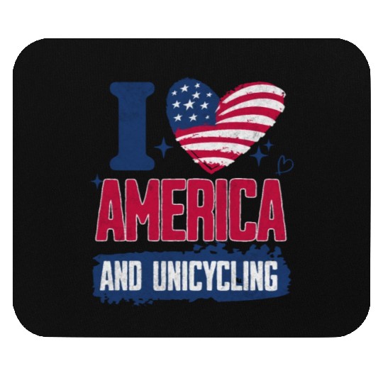 I Love America And Unicycling Mouse Pads