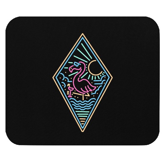 Neon Flamingo Monoline Mouse Pads