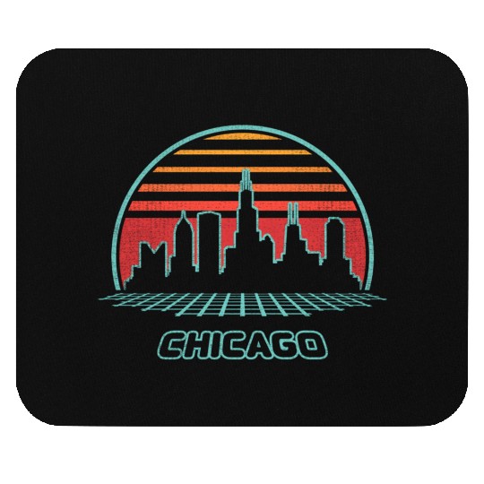 Chicago City Skyline 80S Style Mouse Pads