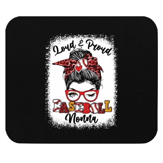 Loud And Proud Baseball Nonna Messy Bun Bleached Mouse Pads
