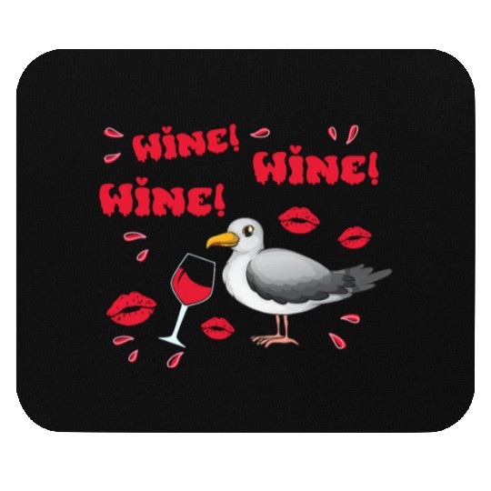 Wine Seagull Bird Lover Shorebird Seagulls Mouse Pads