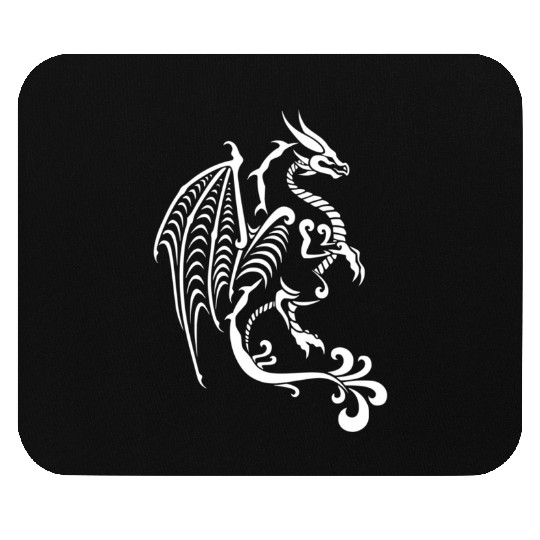 White Tribal Dragon For Mouse Pads