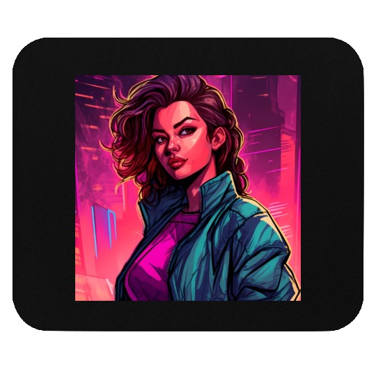 Synthwave City Bloom - Neon Pink Cityscape Mouse Pads