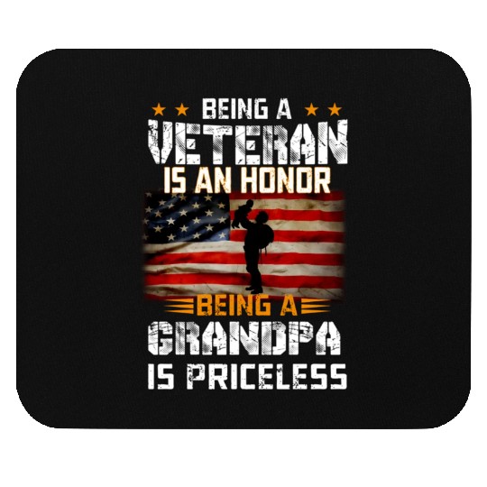 Mens Being A Veteran Is An Honor Grandpa Is Pricel Mouse Pads
