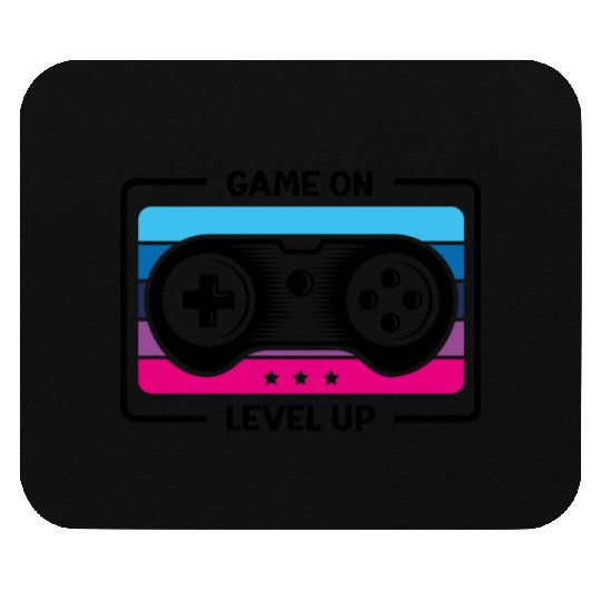 Game on level up illustration black Mouse Pads
