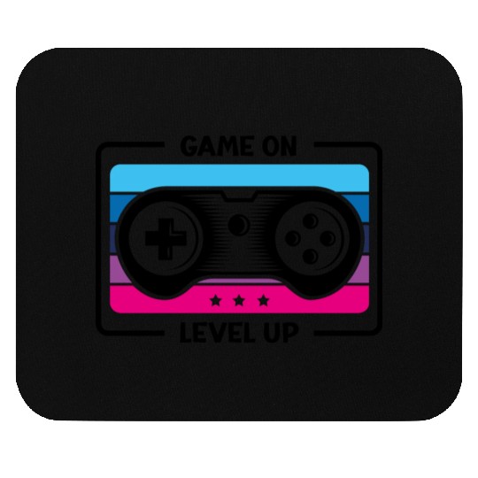 Game on level up illustration black Mouse Pads