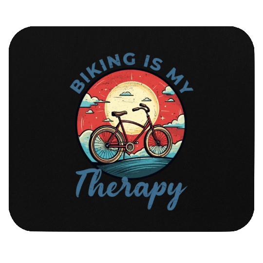 Biking is My Therapy Bicycle, Bike, Cycling, Biker Mouse Pads