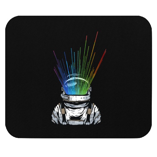 Space Light Astronaut - Rainbow Rays Mouse Pads