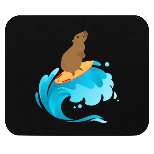 A good wave of surfing capybara Mouse Pads
