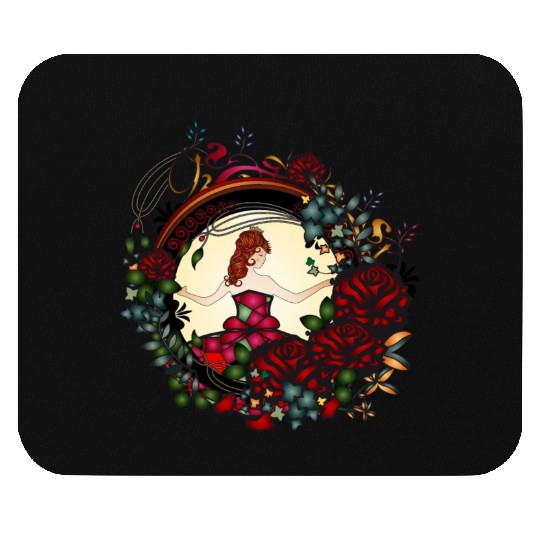 Princess in the rose garden in an Art Nouveau look Mouse Pads