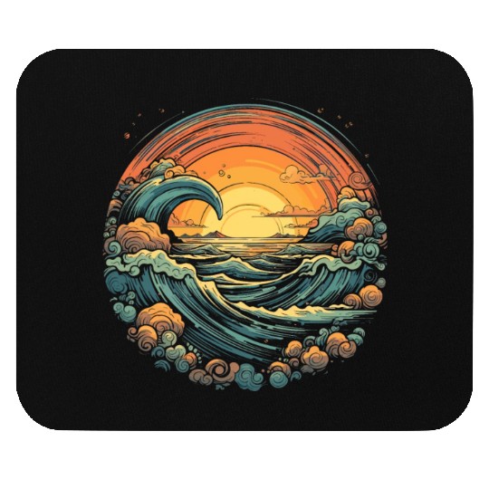 serene ocean sunset with large waves (7) Mouse Pads