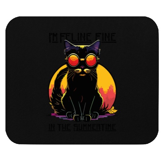 FELINE Fine | Cat Lover Summer Animal Beach Party Mouse Pads