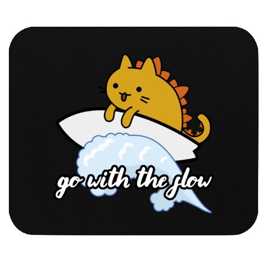 Catzilla Surfer Surf Lover Go With The Flow Mouse Pads