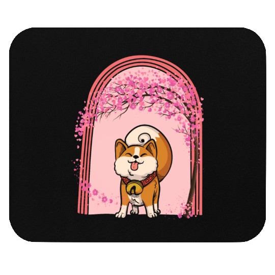 Cherry Blossom Mouse Pads, Shiba Inu Dog Sakura Kawaii