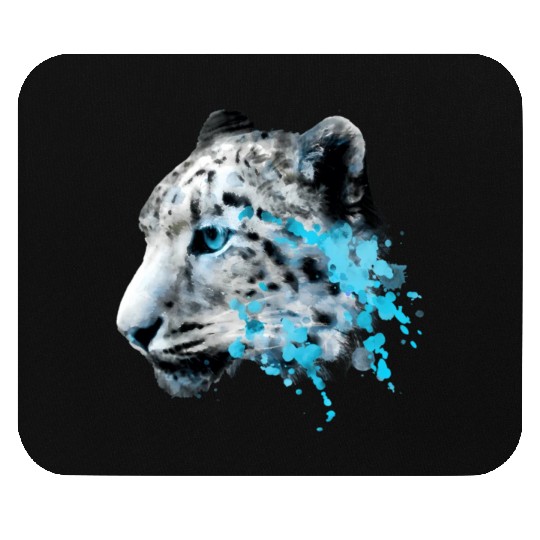 Watercolor Snow Panther Leopard Artsy Watercolour Mouse Pads