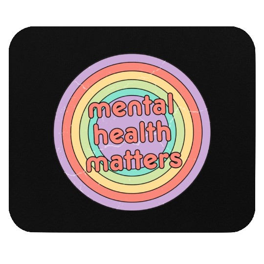 Mental Health Matters | Retro Circle Peach Candy Mouse Pads