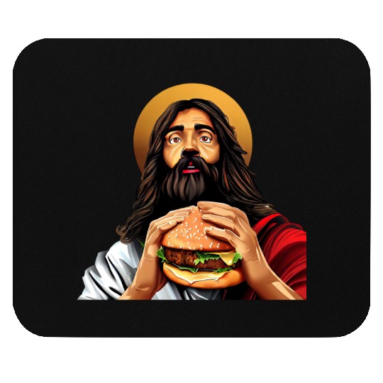 Cheeseburger with Jesus Mouse Pads