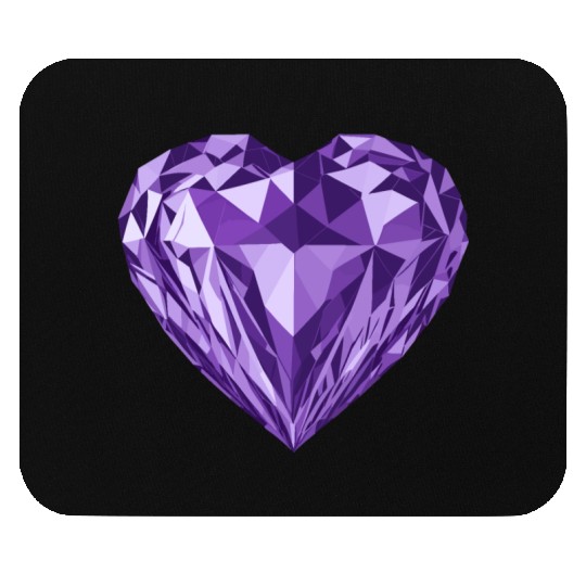 Glossy purple diamond heart Mouse Pads