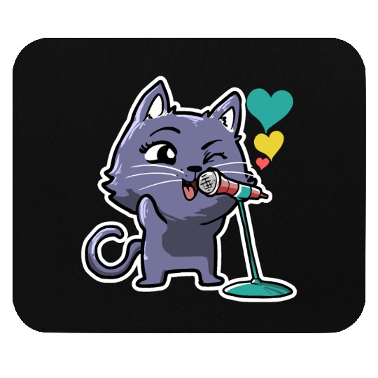 Cute Kawaii Cat Singing Song Singer Cat Lover Mouse Pads
