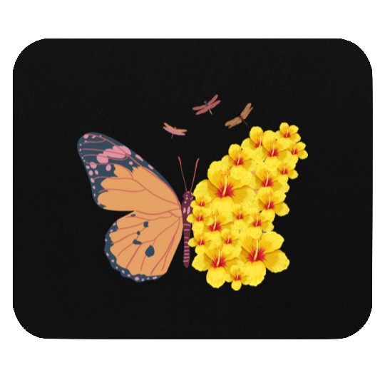Butterfly with a Hibiscus Wing Mouse Pads