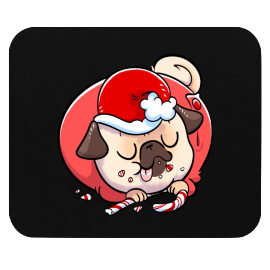 Pug Elf Candy Cane Mouse Pads