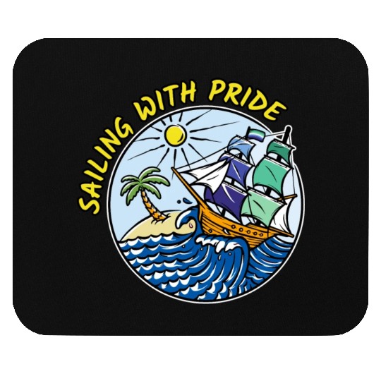 LGBTQ Sailing Ship with Gay Flag, Family Vacation Mouse Pads