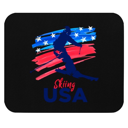 Skiing Usa Support The Team Usa Flag Ski Winter Mouse Pads