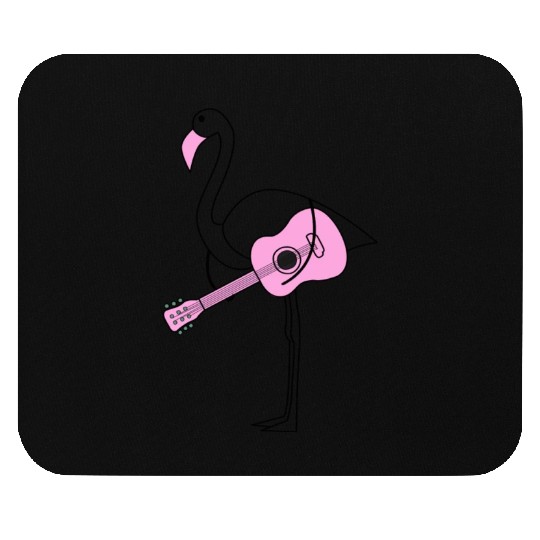 Flamingo With Guitar Mouse Pads