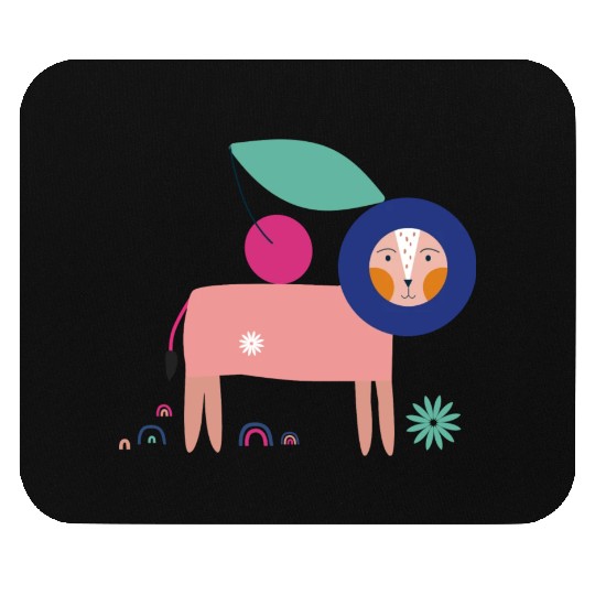 Cherry Picking Lion Kids Nature Funny Animal Mouse Pads