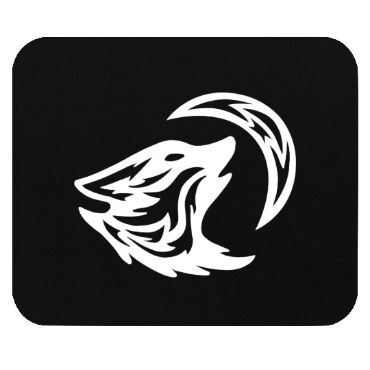 Tribal White Howling Wolf Tattoo 70s Mouse Pads