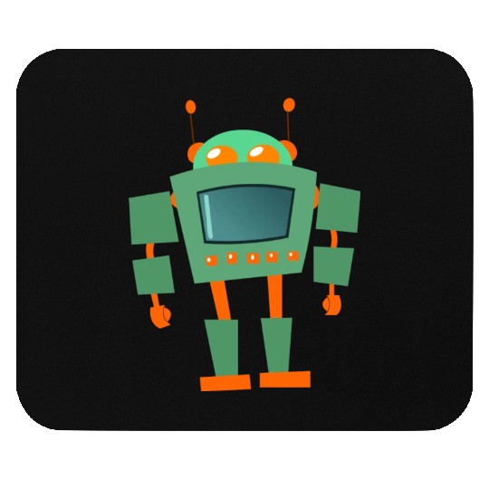 Green And Orange Robot Mouse Pads