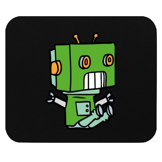 Green Cute Robot Kid Mouse Pads