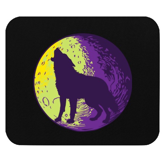 Howling wolf in the moon cool Mouse Pads