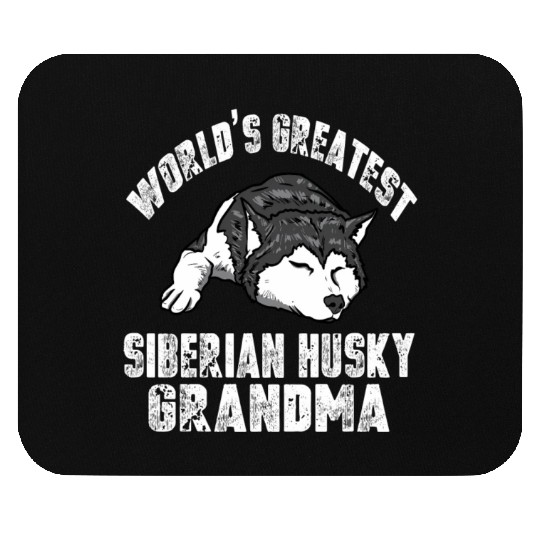 Distressed Siberian Husky Grandma Mouse Pads
